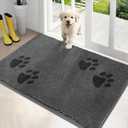 PURRUGS Dirt Trapping Door Mat 32" x 47", Non-Skid/Slip Machine Washable Microfiber Entrance Rug, Shoes Scraper, Dog Doormat, Super Absorbent Floor Mat for Muddy Wet Shoes and Paws, Grey