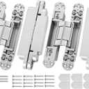 Invisible Door Hinges (4 pcs) -7 Inch Sliver Hidden Hinges for Doors, 3 Way Adjustable & 180 Deg Swing & Upgraded Copper Support Invisible Hinge, Heavy-Duty Concealed Door Hinges 177Lbs Load-Bearing