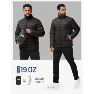 MIER Puffer Jacket for Men Lightweight Packable Winter Snow Jackets Water-resistant Warm Insulated Windproof Puffy Coats, L