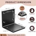 6" X 6" X 5" Heavy Duty Steel L Angle Bracket for Wood, Large 90 Degree Corner Shelf Support Bracket, 6x6 Post to Beam Connector, Thickness 1/4"(6mm), Max Load 300lbs-4 Pcs