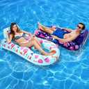 2 Pack Pool Floats Adult,Inflatable Pool Lounger Float Heavy Duty with Cup Holder, Backrest & Footrest Pool Lounge Float Extra Large Pool Rafts for Adults Beach Lake Party