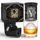 Personalized Clear Ice Cube Maker Gifts for Men, A-Z 2.5" Ice Ball Maker Mold Customized Gift, Unique Christmas Birthday Whiskey/Cocktail/Bourbon Gifts for Men Him Dad Husband Brother(P)