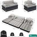 YITAHOME 3-Pc Air Sofa Bed Set with Pump, Queen and 2 Twin, Gray