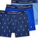 POLO Men's Stretch Classic Fit Boxer Briefs, 3-Pack (Large, Royal Heather/Blue Heather White /Blue - 3 Pack)