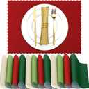 Panelee 120 Pcs Christmas Disposable Paper Placemats 10 x 14 in Red Green White Paper Place Mats with Wavy Scalloped Edge Santa Party Table Mats for Xmas Holiday Table Decor Home (Classic Color)