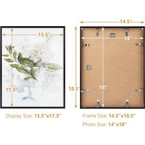 Golden State Art 14x18 Aluminum Picture Frame.Metal Poster. Wall Hook Included. ( 1 Pack Black)
