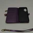 Defencase for iPhone 16 Magnetic Wallet Case Compatible with Magsafe with RFID Blocking Zipper Pocket & Card Holder for Women Men PU Leather Strap Detachable Case for iPhone 16 (6.1 inch), Purple