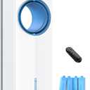 27 INCH Evaporative Air Cooler, Windowless Swamp Cooler Portable Air Conditioners w/Normal/Natural/Sleep/Cooling Mode,3 Speeds,Double Tanks& Remote & Smart Timer, Bladeless Air Cooler for Room (1 Count (Pack of 1))