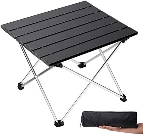 Grope Small Folding Camping Table with Aluminum Table Top, Beach Table for Sand with Carrying Bag,Prefect for Outdoor,Picnic,BBQ,Cooking,Festival