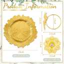 Dandat 100 Pcs Charger Plate Bulk 13'' Floral Reef Plates with Napkin Ring Plastic Dinner Charger Hollow Out Flower Napkin Holder Plastic Plate for Table Setting Wedding Party (Gold)