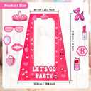 4.5FT Life Size Doll Photo Booth with 9Pcs Photo Props, Pink Princess Birthday Party Decorations for Girls, Doll Theme Photobooth Backdrop & Lets Go Party Supplies for Photoshoot