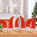 Soulchen 6 Pcs Christmas Santa Hat Tree Red Mini Christmas Tree 12'' Small Tabletop Trees Elf Hat Whimsical Holiday Red Artificial Xmas Table Decorations for Home Office Tabletop Party Holiday