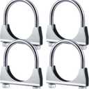Datanly 4 Pcs 2-1/2" Exhaust Clamp Heavy Duty U-bolt Exhaust Clamp - Saddle Design Muffler Pipe Connector, Tip Hook Clip, Galvanized Iron, Fits 2.5" Od Pipes