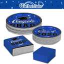 Gatherfun Graduation decorations 2026 Graduation Plates and Napkins Blue Disposable Paper Plates Luncheon Napkins Cocktail Napkins for Congrats Grad Party Decorations, Serve 50