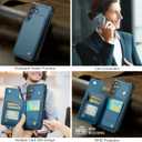 Vinich for Samsung Galaxy S24 Wallet Case with Card Holder, RFID Blocking Credit Slots Kickstand Shockproof Phone Cover Fit for Galaxy S24 6.2" Blue
