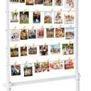 Collage Picture Frame,Photo Display Board with Clips,Wood Pictures Photos Frames With Stand for Wedding Graduation Party Birthday Greeting Letter Christmas Cards Holder Organizer,53 inch(White), Standing