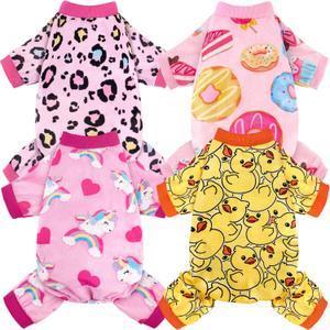 4 Pack Dog Pajamas Soft Lightweight Dog Recovery Suit Onesie Clothes for Small Medium Female Pet Boys Girls Dogs (L (Back: 11",Chest: 15.7", 8-12lbs))