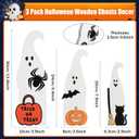 2 x MoDooris 3PCS Halloween Wooden Ghost Decor Signs Set - Tiered Tray Decor for Farmhouse Home Desk Shelf Mantel