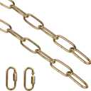 Helunsi Lighting Chain, 6 Feet Imitation Copper Light Fixture Chain, Metal Chandelier Chain Extension with Connection Link Lock, Heavy Duty Hanging Chain Lamp Fixture Pendant Ceiling Decorative Kit 6'