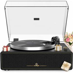 Seasonlife® All-in-One Record Player with 4 Speakers & Bluetooth, Black