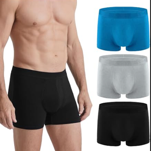 3 pcs Leak Proof Underwear for Men Comfortable Cotton Fabric, Blue/Grey/Black (Medium)