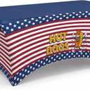 Chumia 6ft 4th of July Rectangle Tablecloth Stretch Spandex Hot Dog Patriotic Tablecloth 250th Anniversary USA Independence Day Table Cover American Flag Table Cloth for 4th of July Party Decorations