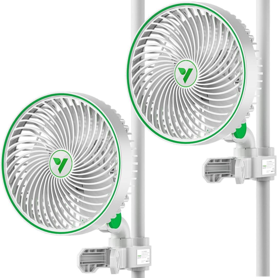 VIVOSUN 2-Pack AeroWave E6 Grow Tent Fan 6, EC Motor, Smart Wifi Control, US Patented Auto Oscillating Clip fan, IP54, Strong Airflow but Quiet for Hydroponic Ventilation Circulation (White)