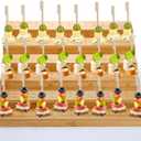 Kingrol Appetizer Skewer Display with 180 Holes and 100 Skewers, 6 Tier Bamboo Food Display Stand for Fruit, Veggie, Meat, and Cheese