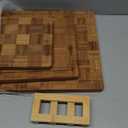 Kikcoin Extra Large Bamboo Cutting Boards, (Set of 3) Chopping Boards with Juice Groove Bamboo Wood Cutting Board Set Butcher Block for Kitchen, End Grain Serving Tray