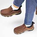 UPIShi Men's Hands Free Slip On Walking Leather Loafers Slip-ins Work Office Dress Casual Outdoor Lightweight Cushioning Shoes (Brown) 12