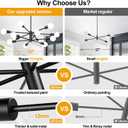 33" Modern Chandelier Ceiling Light Fixture, 12-Light Sputnik Chandeliers Matte Black Mid Century Chandelier Over Table, Height Adjustable Chandeliers for Dining Room Living Room (Bulbs Not Included)