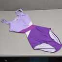 Girls Swimsuit One Piece Cutout Bathing Suit for Girls Cute Swimwear Color Block Beach Padded 7-16y (13-14 Years, Purple)