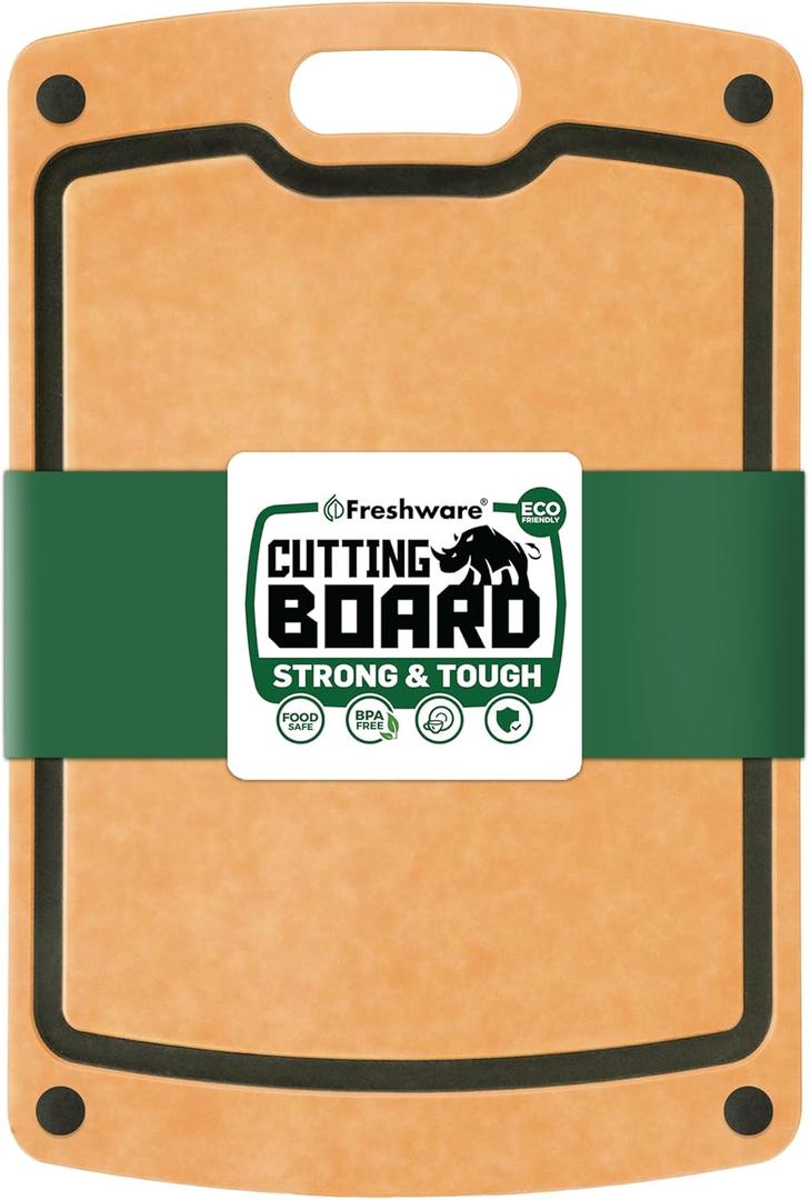 Cutting Board for Kitchen, Wood Cutting Board with Juice Grooves, Dishwasher Safe, Non-Porous, BPA Free, Medium Cutting Board, 14.6 x 11-inch, Natural Slate