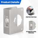 Single Hole Door Knob Reinforcement Plate Brushed Nickel, Fits 1-3/4" Doors, 2-3/8" Backset, Door Lock and Door Knob Cover Plate, Deadbolt Cover Plate Reinforce and Repair Wood or Metal Doors