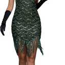 Women's 1920s Flapper Sequin Dress for Great Gatsby Theme Party Dress With Roaring 20s Accessories Set for Party