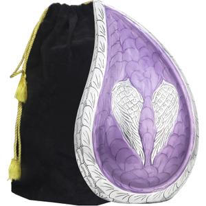 M MEILINXU Cremation Urns for Human Ashes Adult Female & Male, Tear Drop Urn for Ashes for Women & Man, Hand Engraved Angel Wings Urns, Funeral Decorative Urn for Burial, Purple - Large Teardrop