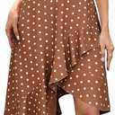 ECOWISH Polka Dot Women Summer Dress Midi A Line Ruffle High Low Sleeveless Boho Floral Halterneck Cocktail Tie Knot Sundress, S