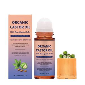 Organic Castor Oil Roller Ball,100% Pure Cold-Pressed-Free for Brows,Lashes Dry Skin & Face Travel Friendly Leakproof Amber Glass Bottle for Skin 1.7 fl oz (1 PCS) (A)