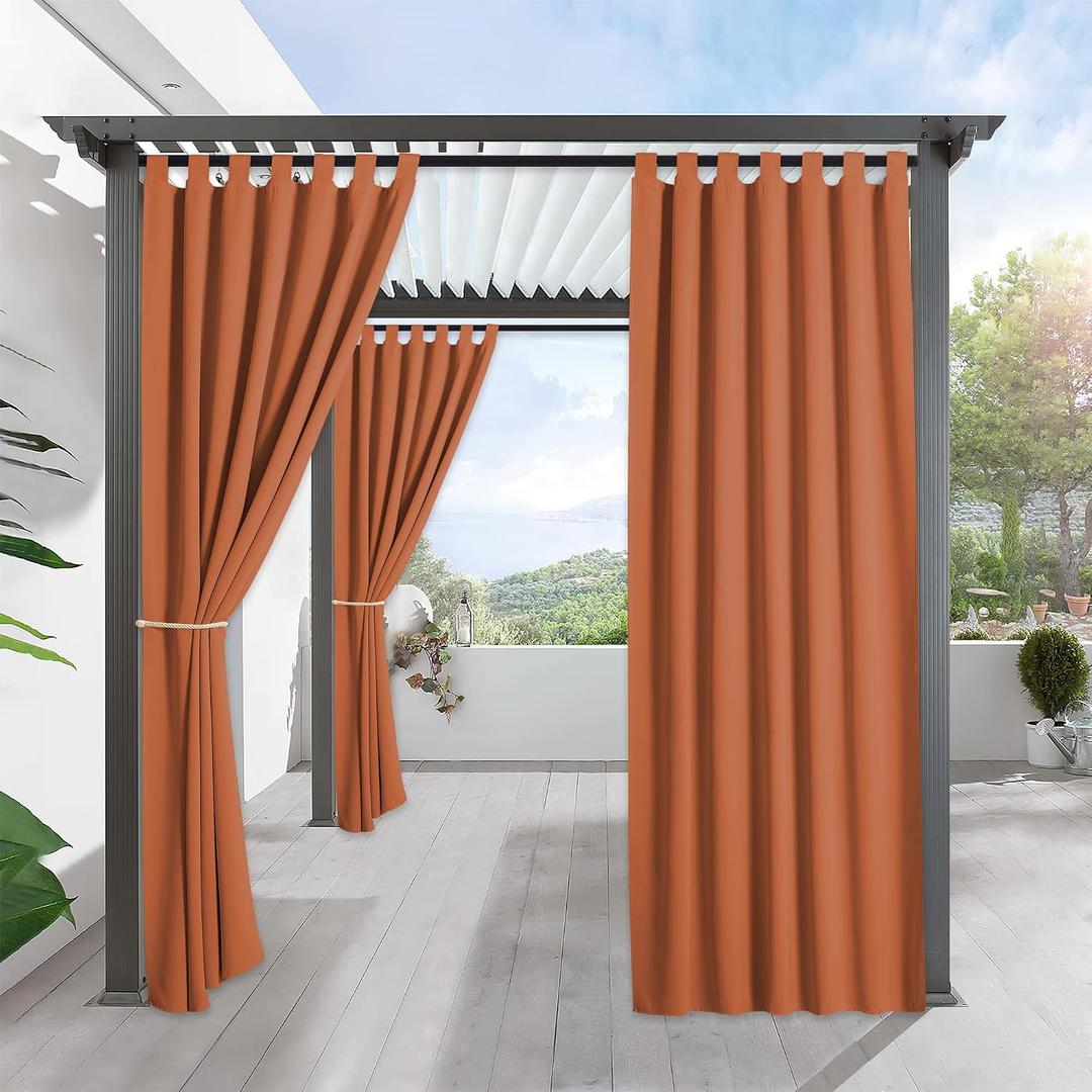 RYB HOME Outdoor Curtains for Patio Waterproof - 4 Panels, W52 x L72, Mecca Red - Block Sunlight to Create a Shaded and Privacy Environment for Porch Pergola Gazebo Canaba,  Mecca Red, 52"W x 72"L (Pack of 4)