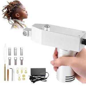 Dreadlock Machine, Dreadlock Machine Kit Automatic Loc Machine with Multiple Tools 3 Replacement Holes(0.2/0.39/0.63in) Dreadlocks Jewelry Barber Hair Brush Hair Locking Tools Dreadlock Crochet Hook