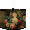 Crapyt Lamp Shades Print Oval Lamp Shade 11.81"7.87" Vintage Lampshades for Chandeliers and Floor Lamps Flower Pattern E27