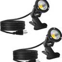 Taysing LED Spot Lights Plug in Outdoor Indoor Light 7W 3000K 6.6ft Power Cord Waterproof Landscape Lights Spotlight with Clip for Plants Yard Garden Accent Lighting Ambient Light 2 Pack