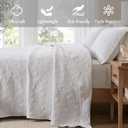 Madison Park Quebec Reversible Quilt Set Damask Design, Double Sided Stitching All Season, Lightweight Bedspread Bedding Set, Matching Sham, White, Oversized King(120"x118") 3 Piece