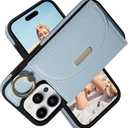 Keallce Wallet Case for iPhone 16 Pro Max 6.9'', Flip Case with Card Slots, Ring Holder Kickstand, PU Leather Protective Folio Cover for Women, Blue