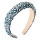 Pearl Rhinestone Women Headband Fashion Bling Beaded Crystal Diamond Headband Glitter Bejeweled Padded Hairband Holiday Girls Headpiece Sparkle Hair Accessories C-Blue
