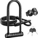 Bike U Lock,Heavy Duty Combination Bicycle u Lock Shackle 4ft Length Security Cable with Sturdy Mounting Bracket and Key Anti Theft Bicycle Secure Locks (long/22, Black)