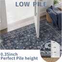 Tangsoo 9x12 Large Area Rug for Living Room, Non Slip Machine Washable Rug for Bedroom, Boho Distressed Vintage Blue Floral Rugs, Soft Indoor Floor Carpet Mat for Office Kitchen Farmhouse Home Decor