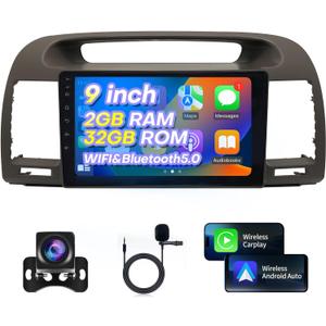 Radio for Toyota Camry Car Stereo 2002 2003 2004 2005 2006 9 inch Touch Screen Wireless Carplay&Android Auto GPS Head Unit Bluetooth,WiFi,GPS,Backup Camera,SWC,FM Pantalla para