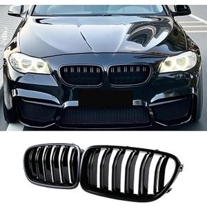 F10 Grille Front Kidney Color Grill Compatible with BMW 5 series F10 F11 M5 2010-2017 Double Slats Gloss Black Grills 2Pcs (For 5er F10 2010-2017)