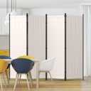 Room Divider 4 Panel Partition Room Dividers & Folding Privacy Screens w/ 3 Metal Feet,88" W Portable Wall Doubles as a Dressing Screen Wall Divider for Office Bedroom Children's Room,White